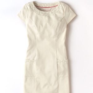 Boden Ivory Lace-Trim Mini Dress